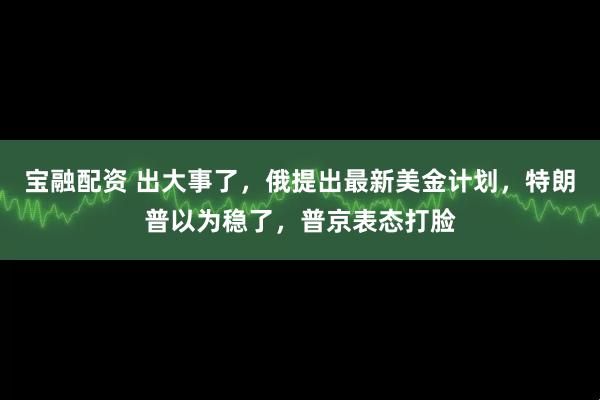 宝融配资 出大事了，俄提出最新美金计划，特朗普以为稳了，普京表态打脸